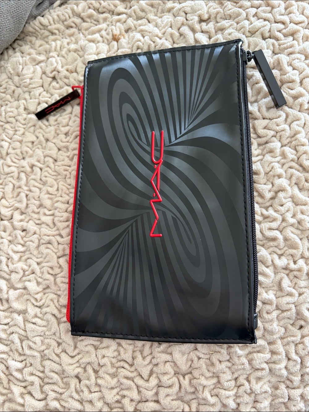 MAC Cosmetics Black Toiletry Pouch with Red Logo and Trim